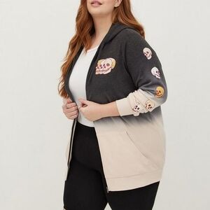 Torrid Black and Cream Skull Hoodie size 3